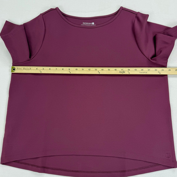 Beta Brand Women’s Boxy Short Sleeve High Low Top XL Burgundy Ponte Knit - Picture 8 of 10